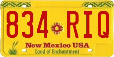 NM license plate 834RIQ
