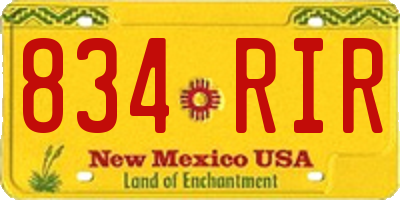 NM license plate 834RIR