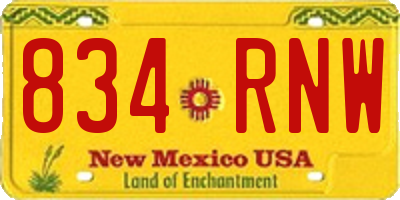 NM license plate 834RNW