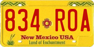 NM license plate 834ROA