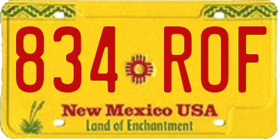 NM license plate 834ROF