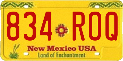 NM license plate 834ROQ