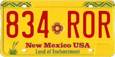 NM license plate 834ROR