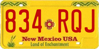 NM license plate 834RQJ
