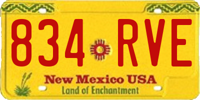 NM license plate 834RVE
