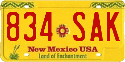 NM license plate 834SAK