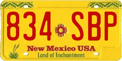 NM license plate 834SBP