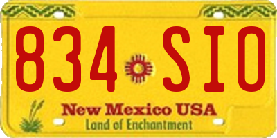 NM license plate 834SIO