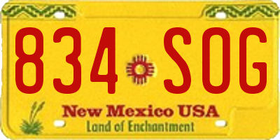 NM license plate 834SOG