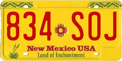 NM license plate 834SOJ