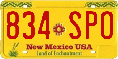 NM license plate 834SPO