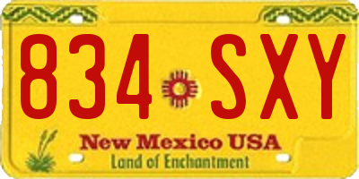 NM license plate 834SXY