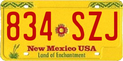 NM license plate 834SZJ