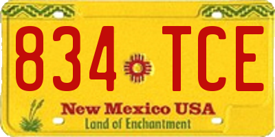 NM license plate 834TCE