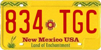NM license plate 834TGC