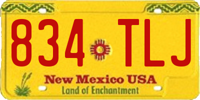 NM license plate 834TLJ