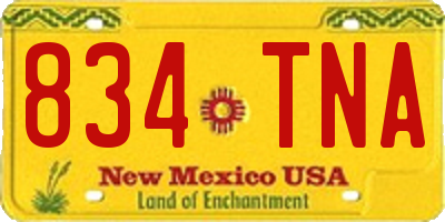 NM license plate 834TNA