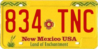 NM license plate 834TNC