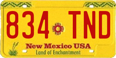 NM license plate 834TND