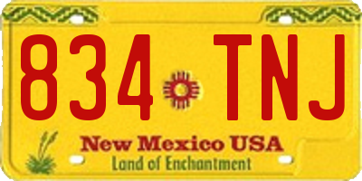 NM license plate 834TNJ