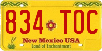 NM license plate 834TOC