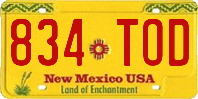 NM license plate 834TOD