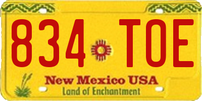 NM license plate 834TOE