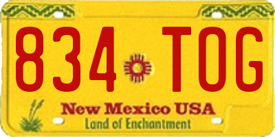 NM license plate 834TOG