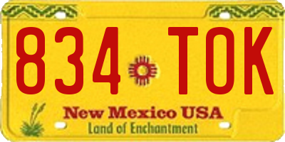 NM license plate 834TOK