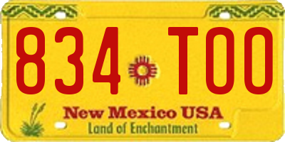 NM license plate 834TOO