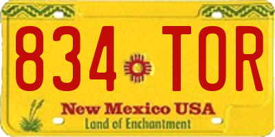 NM license plate 834TOR