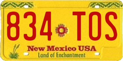NM license plate 834TOS