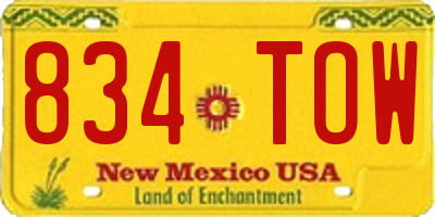 NM license plate 834TOW