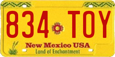 NM license plate 834TOY