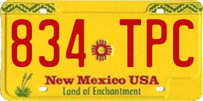 NM license plate 834TPC