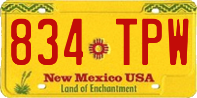 NM license plate 834TPW