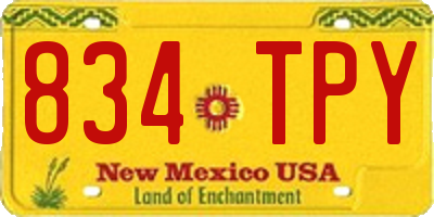 NM license plate 834TPY