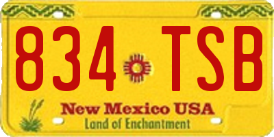 NM license plate 834TSB
