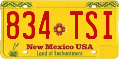 NM license plate 834TSI