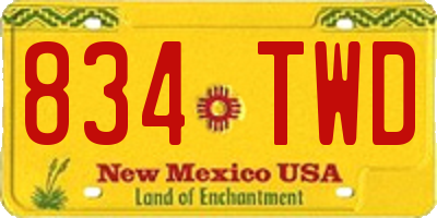 NM license plate 834TWD