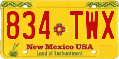 NM license plate 834TWX