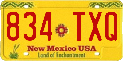 NM license plate 834TXQ