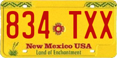 NM license plate 834TXX