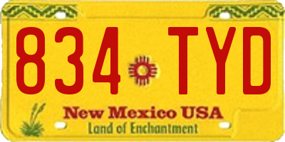 NM license plate 834TYD