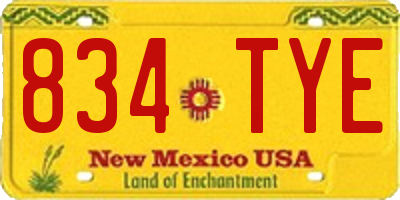 NM license plate 834TYE