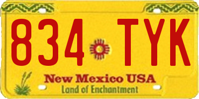 NM license plate 834TYK