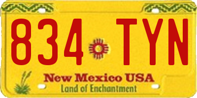 NM license plate 834TYN