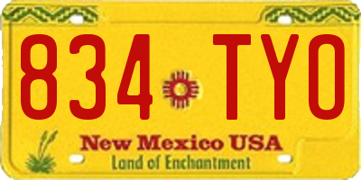NM license plate 834TYO