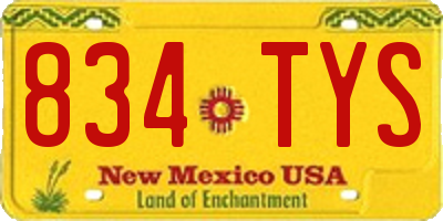NM license plate 834TYS