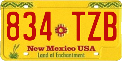 NM license plate 834TZB